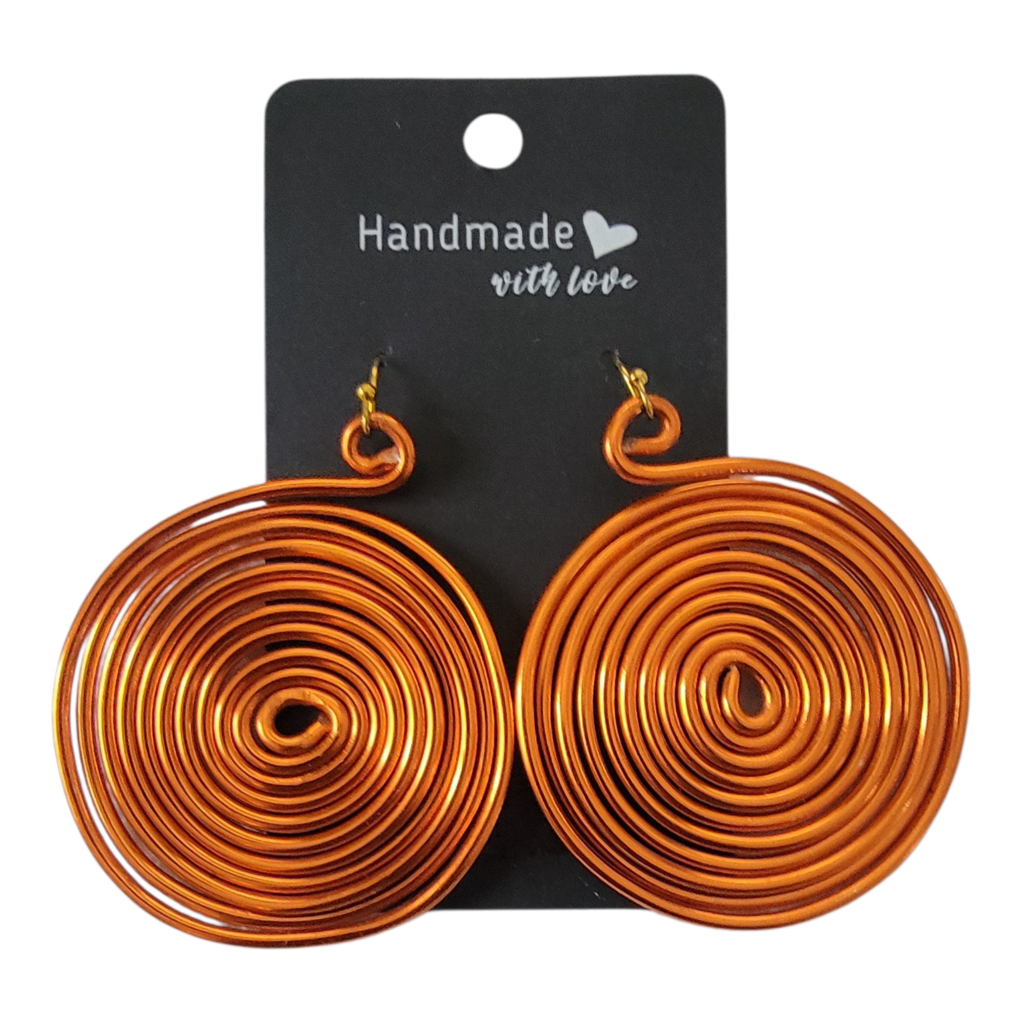 Orange spiral aluminum wire earrings