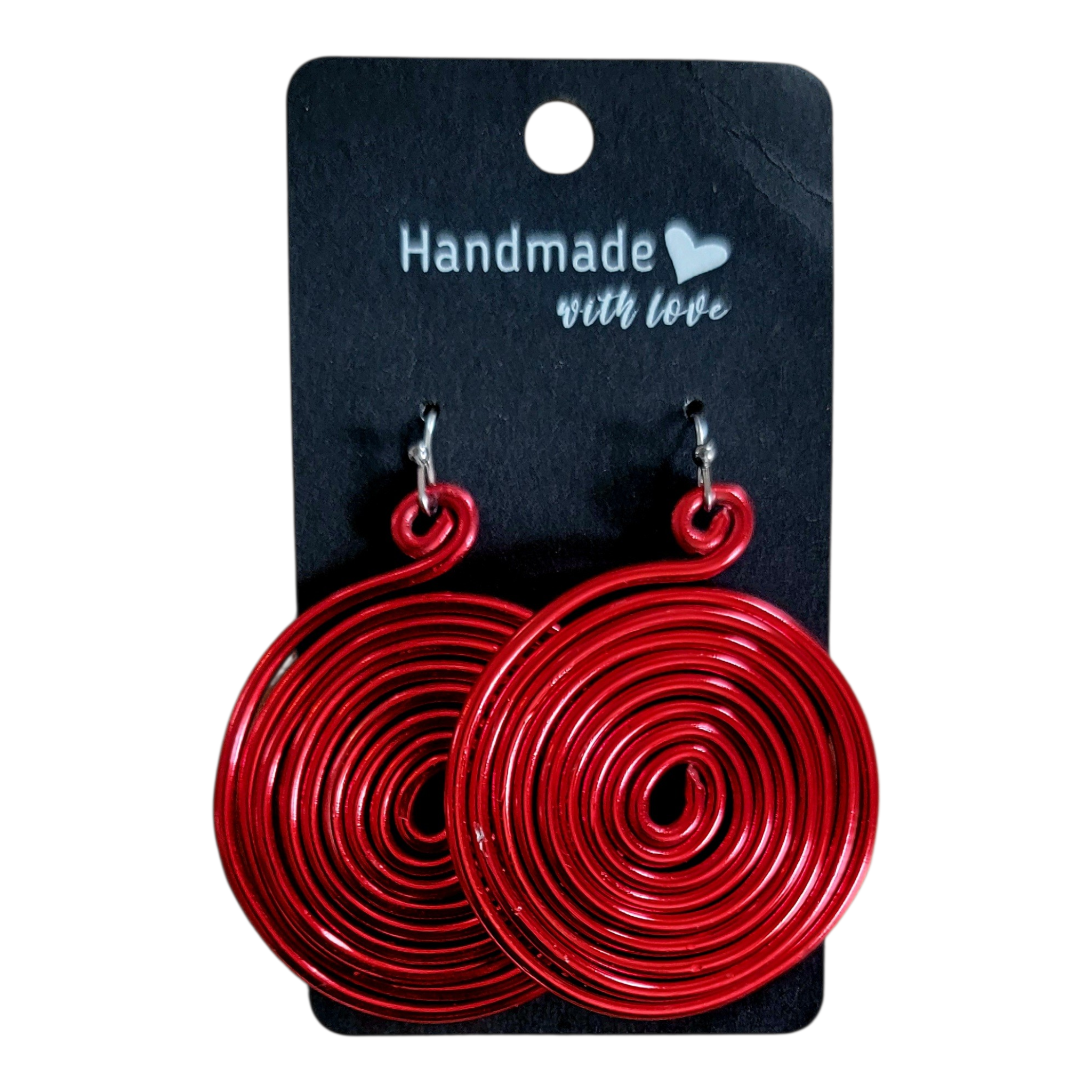 Red Spiral Aluminum Wire Earrimgs