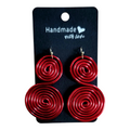 Red double spiral aluminum wire earrings