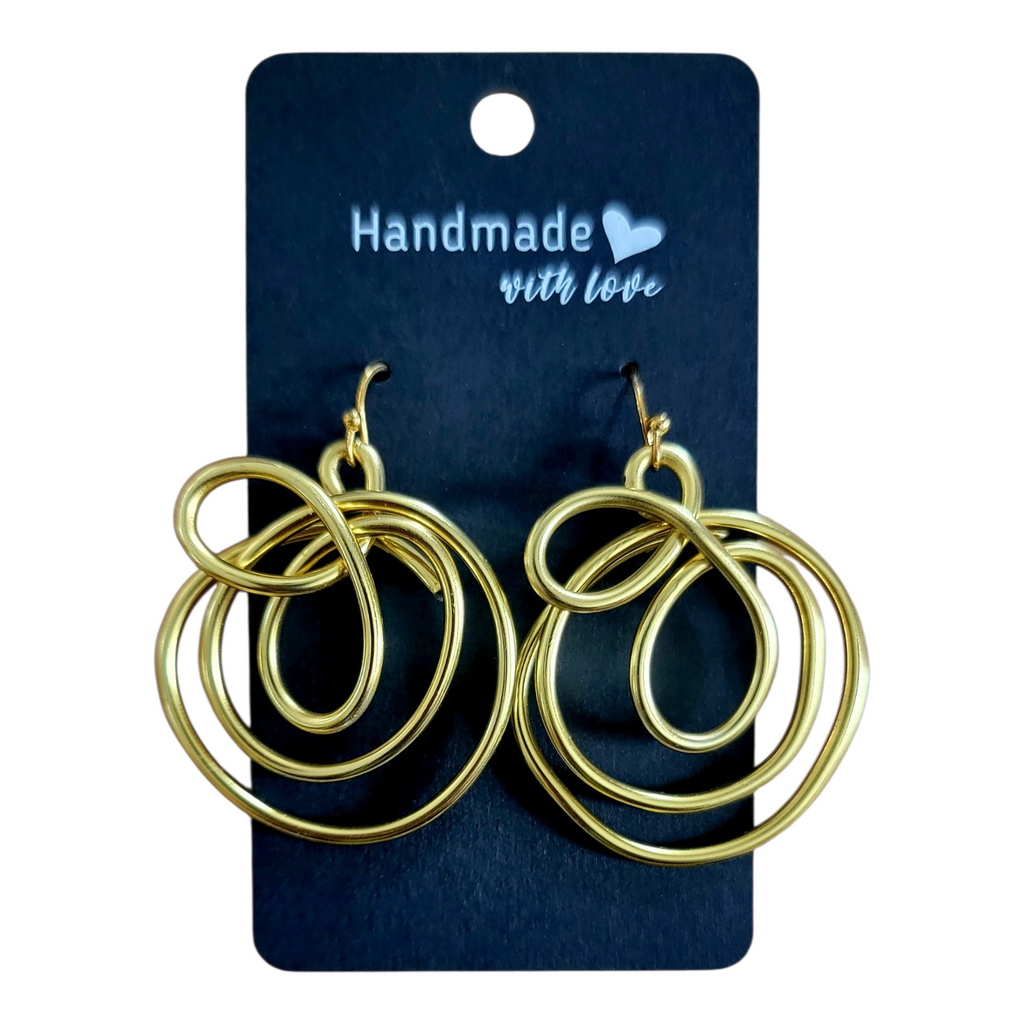 Gold Overlapping Loop Aluminum Wire Earrings
