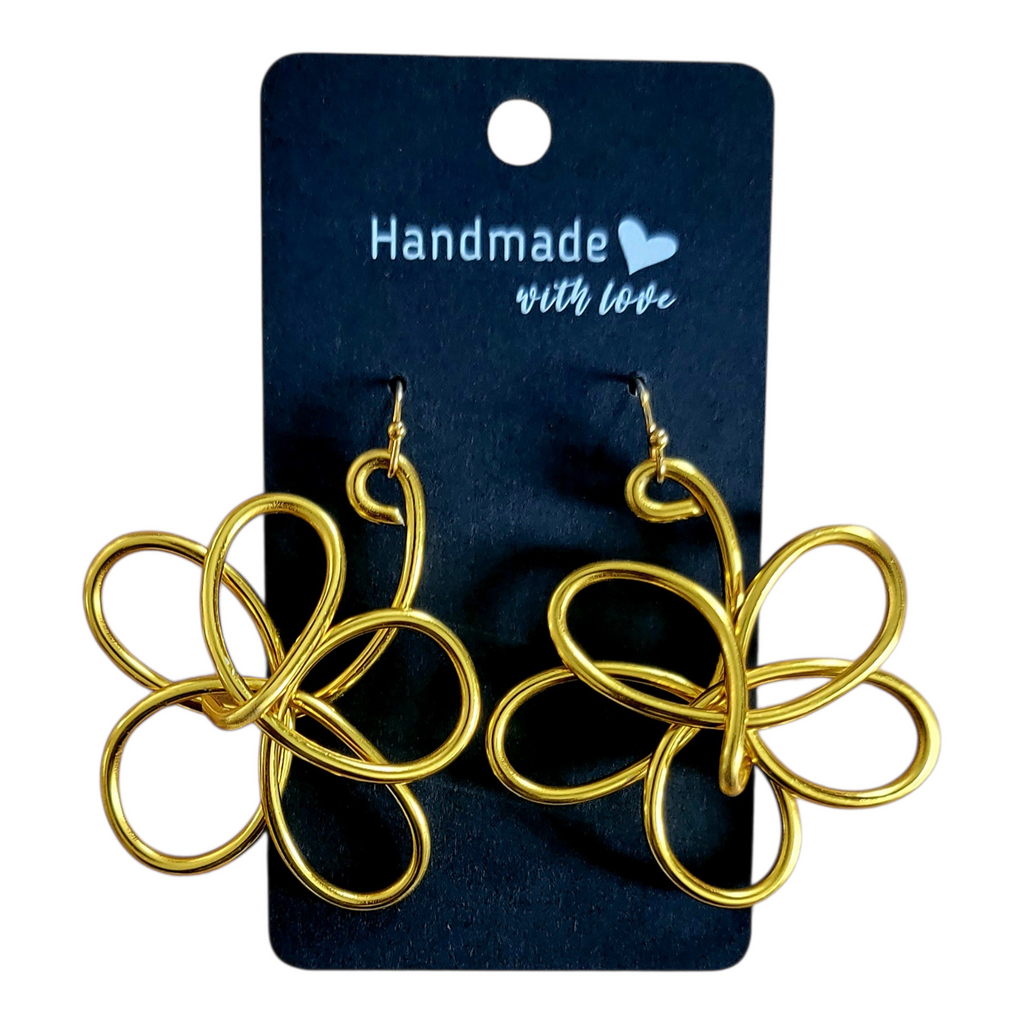 Gold Aluminum Wire Floral Design Earrings