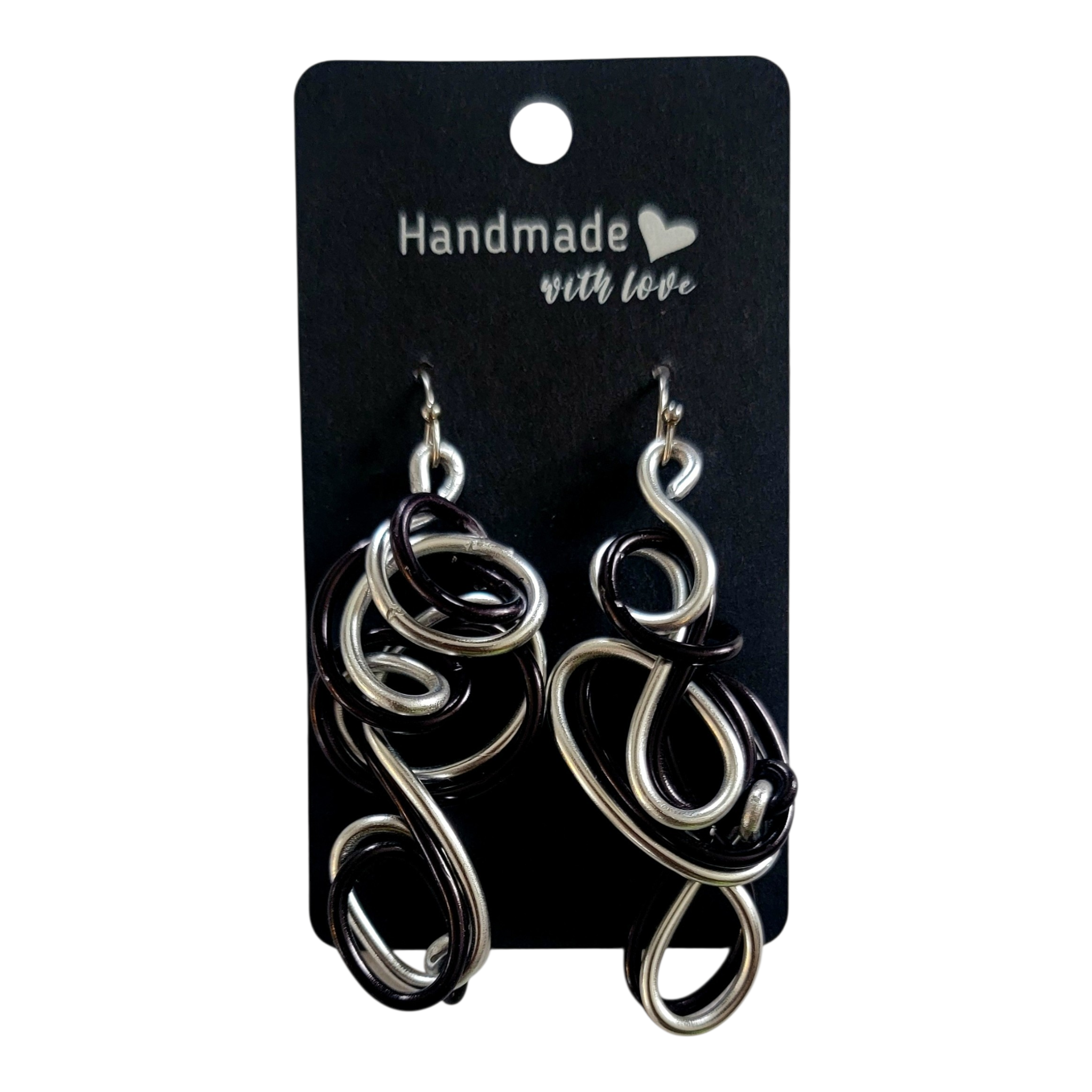 Silver & Black Abstract 3D aluminum wire earrings