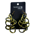 Black & Yellow-Lime Abstract 3D Wire Earrings