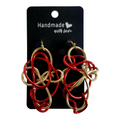 Red & Gold Abstract 3D Aluminum Wire Earrings