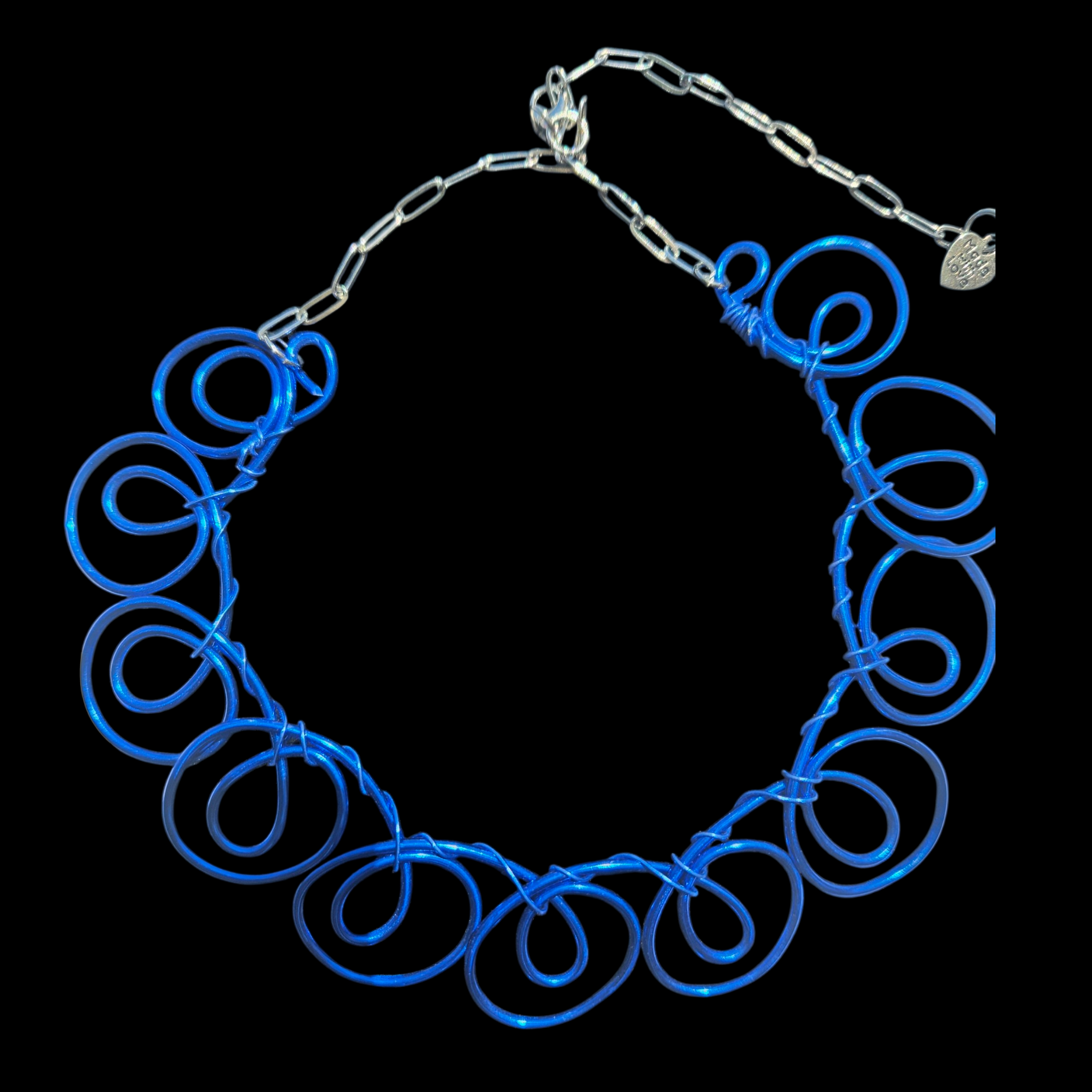 Blue Swirl Aluminum Wire Choker Necklace