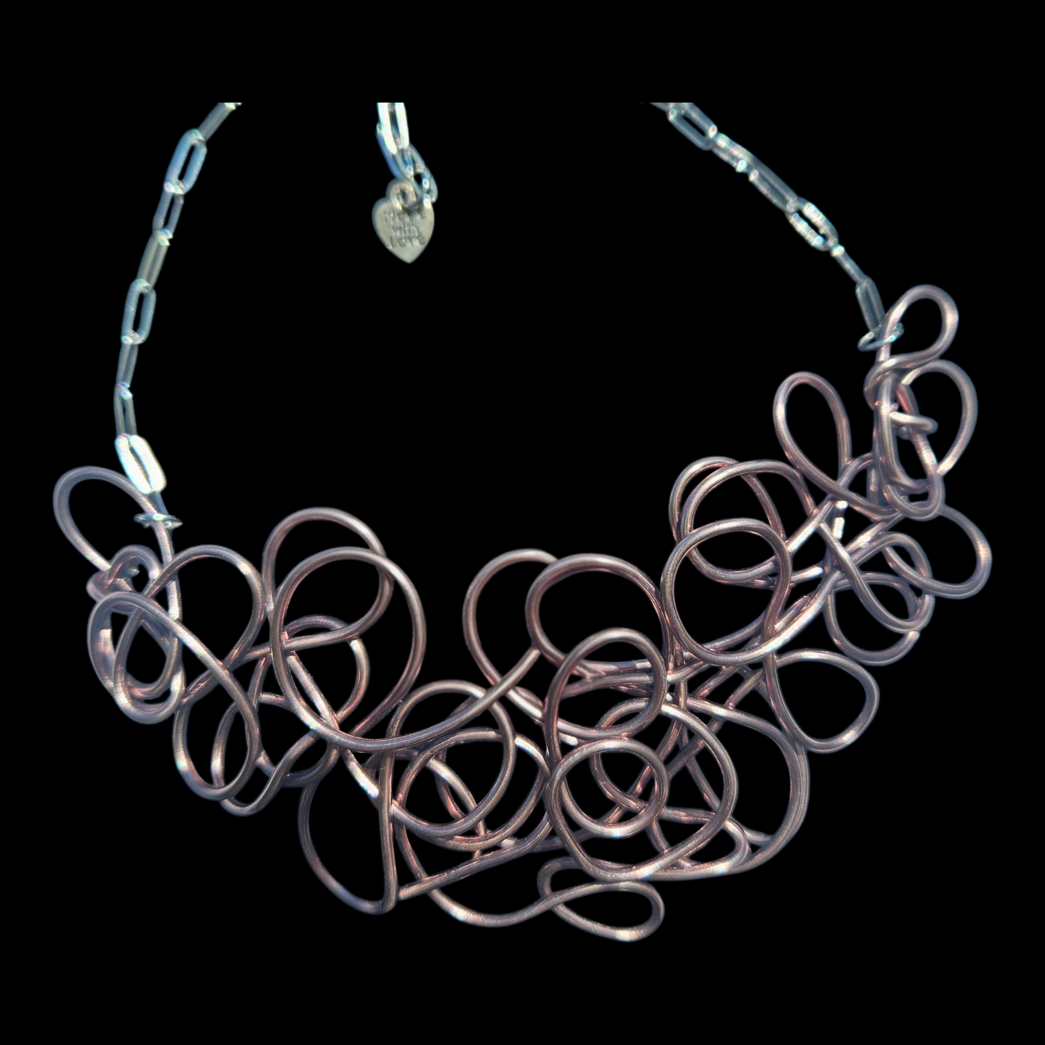 Brown (Metallic Light Brown) Abstract Twisted Wire Choker Necklace