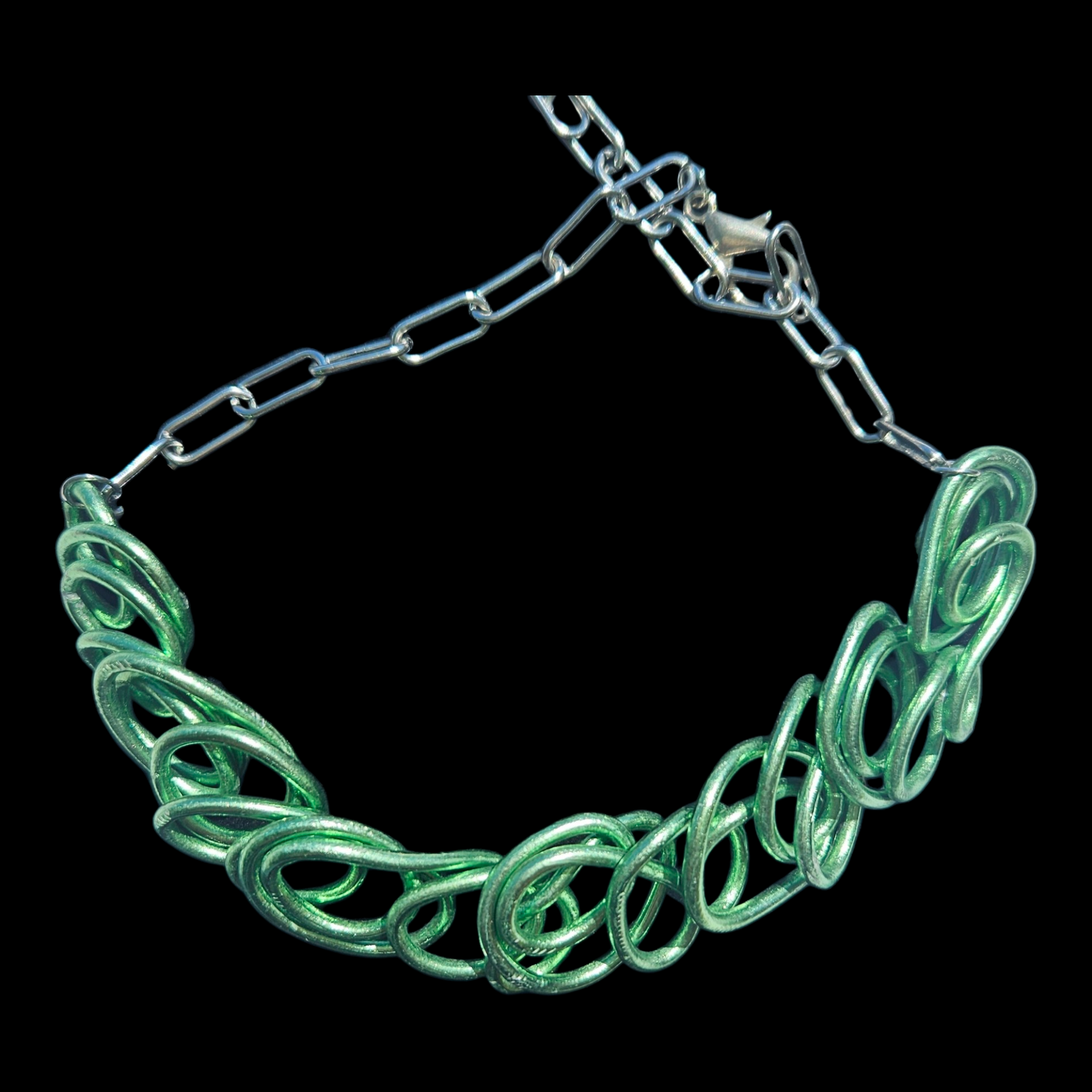 Green Aluminum Wire Choker Necklace