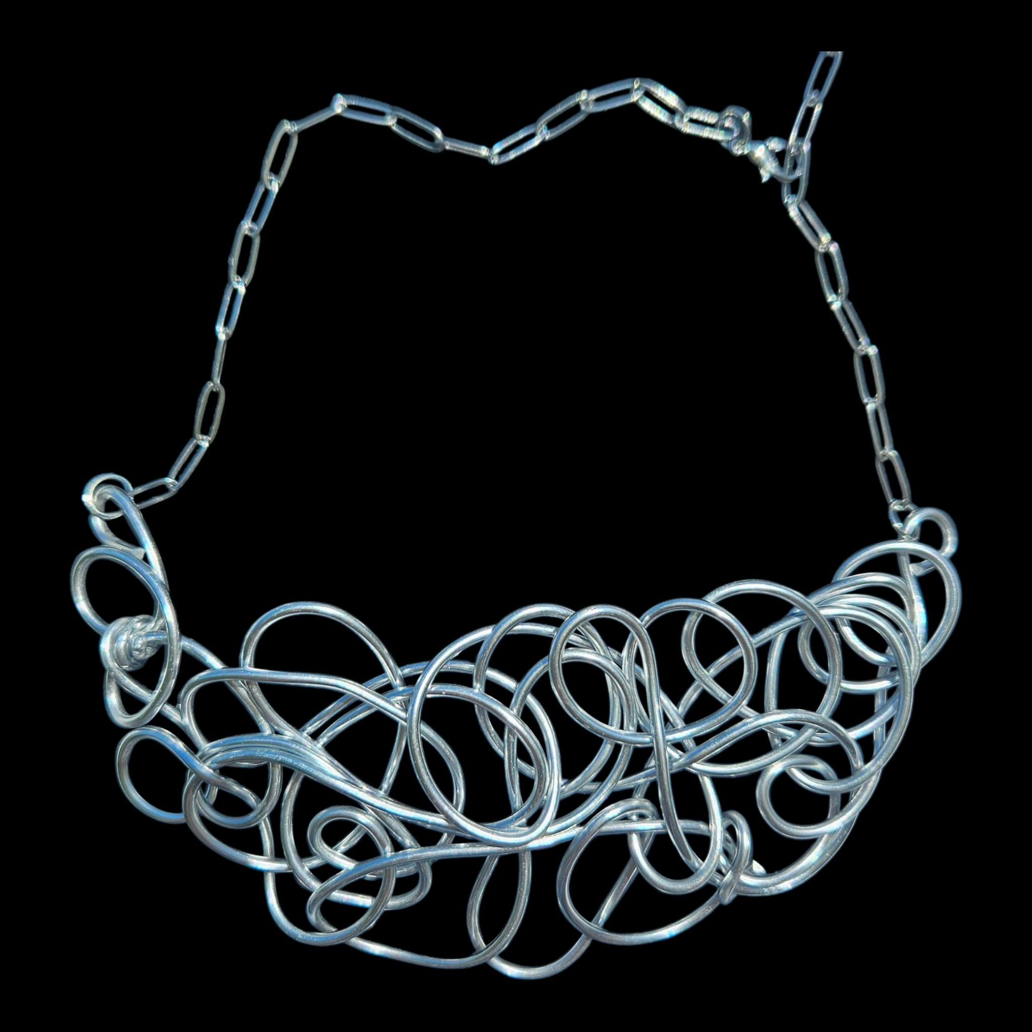 Silver Abstract Twisted Aluminum Wire Choker