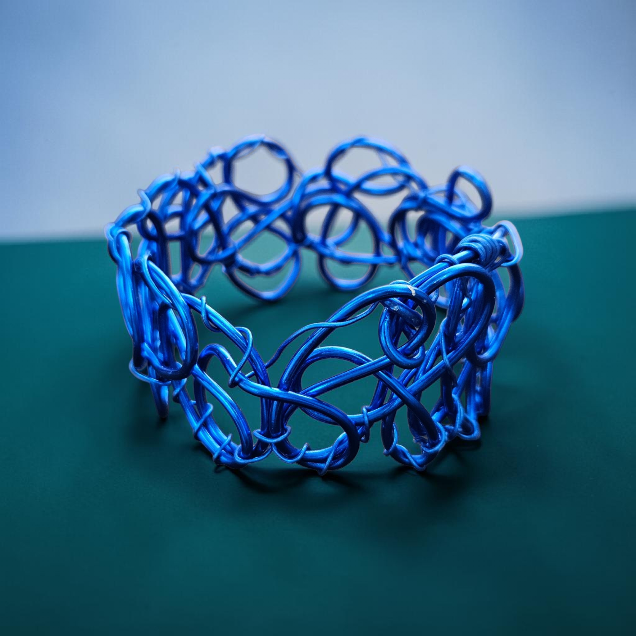 Blue (Cobalt) Abstract Twisted Aluminum Wire Bracelet