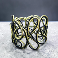 Black & Yellow-Lime Abstract Twisted Aluminum Wire Bracelet