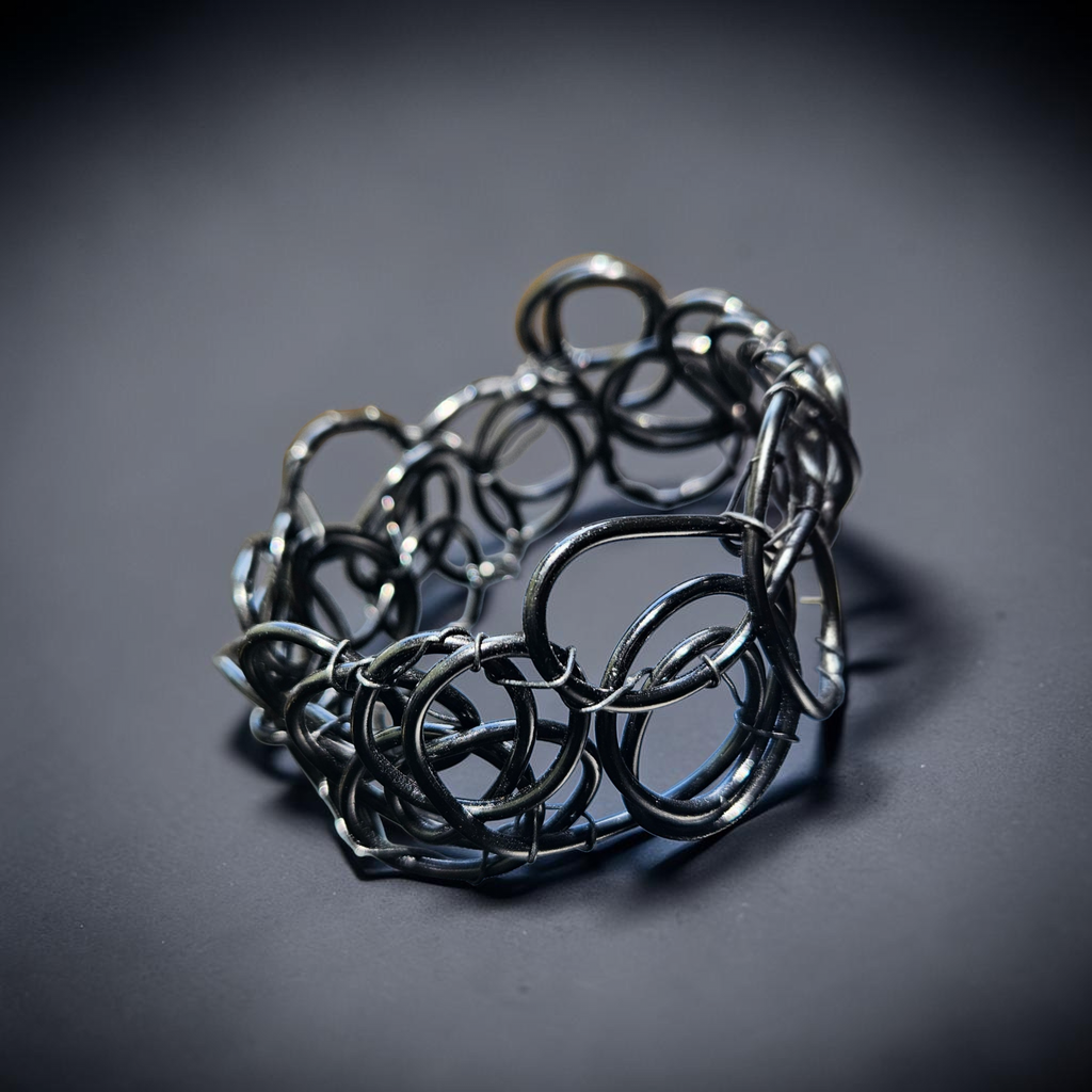 Black Abstract Twisted Wire Bracelet