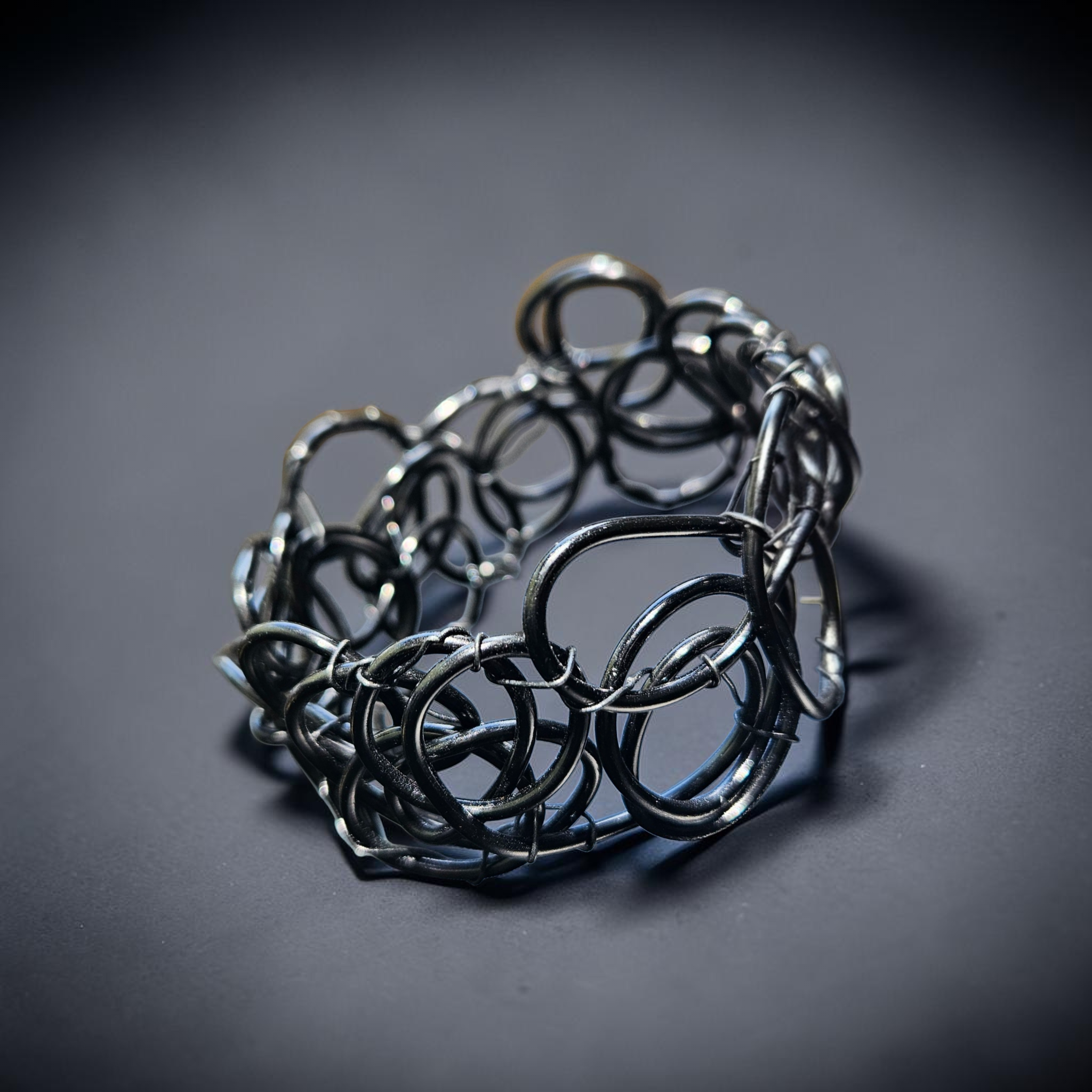 Black Abstract Twisted Wire Bracelet