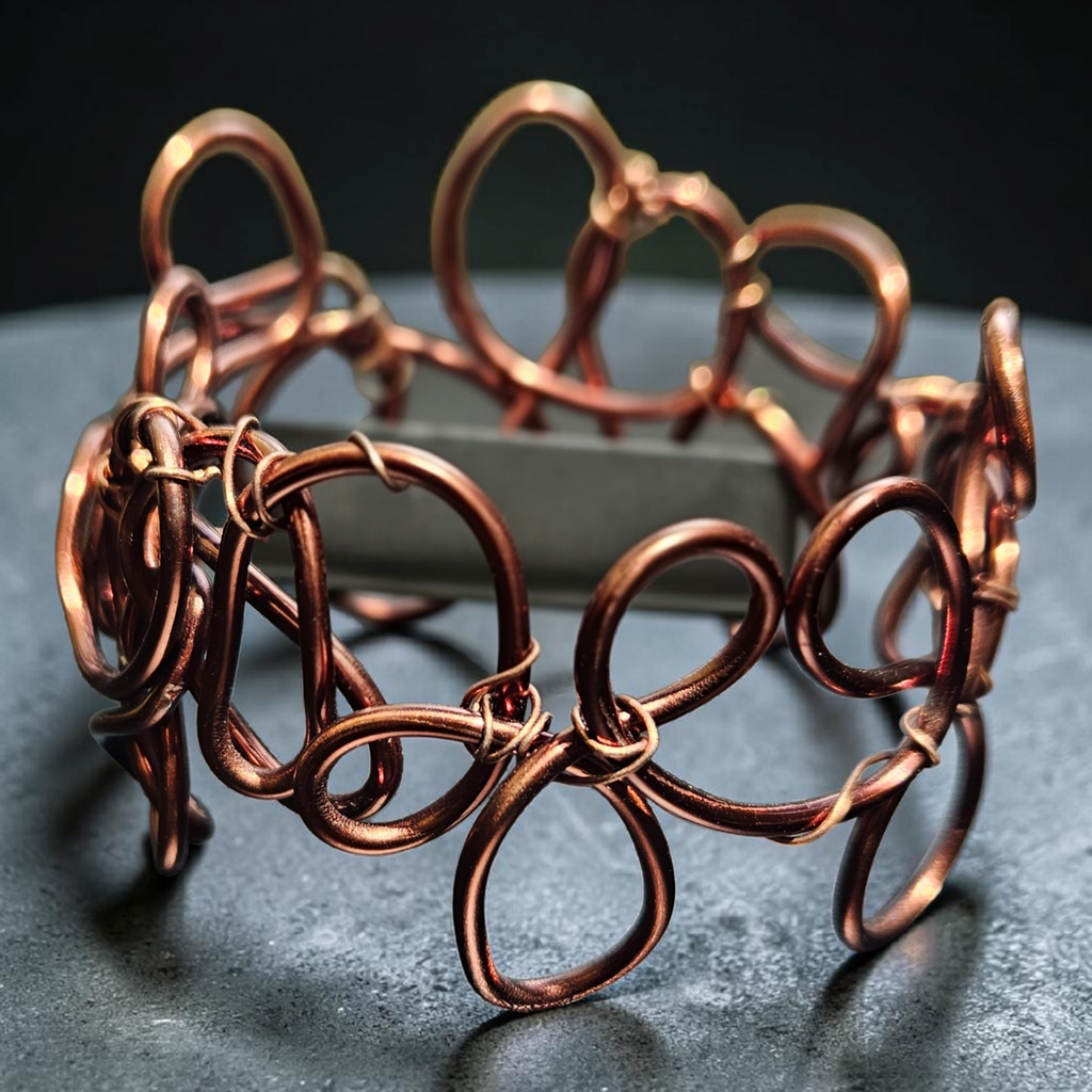 Brown/Bronze Abstract Sculpted Aluminum Wire Bracelet