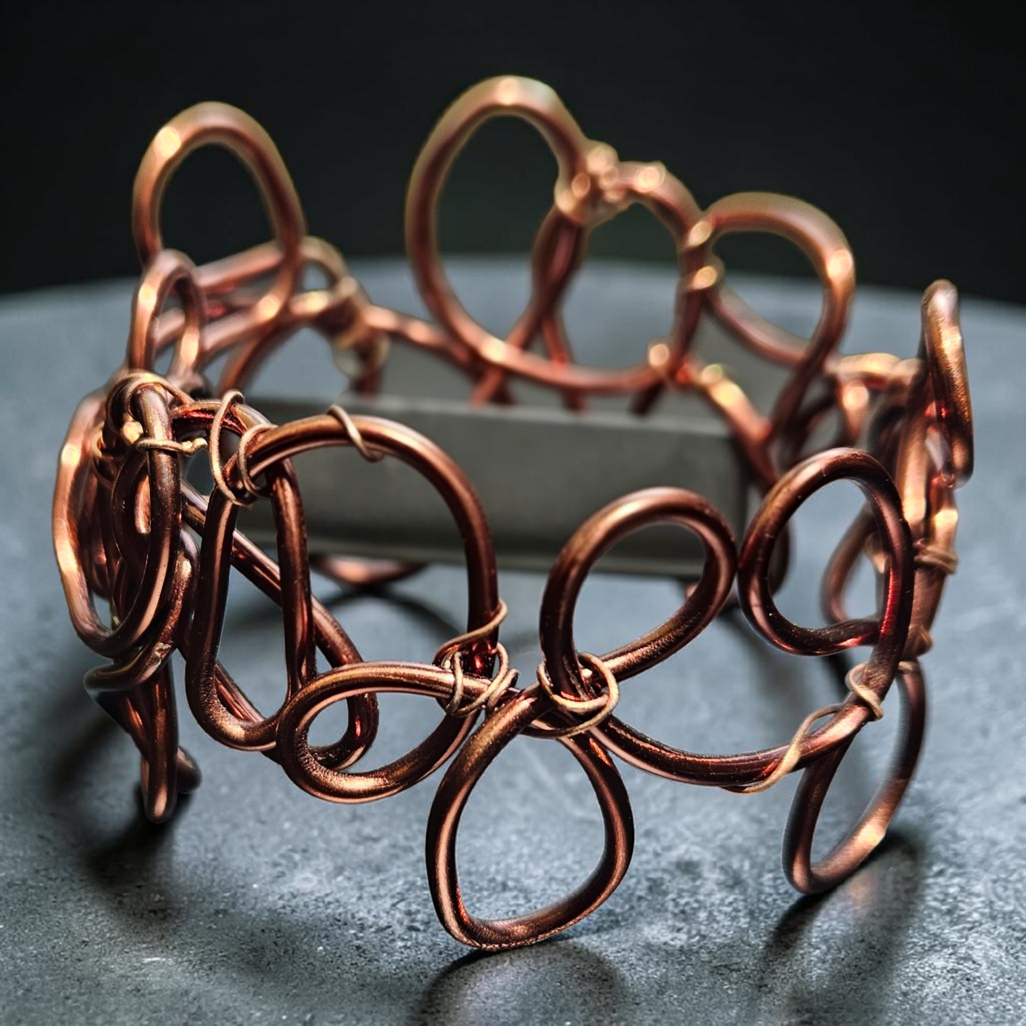 Brown/Bronze Abstract Sculpted Aluminum Wire Bracelet