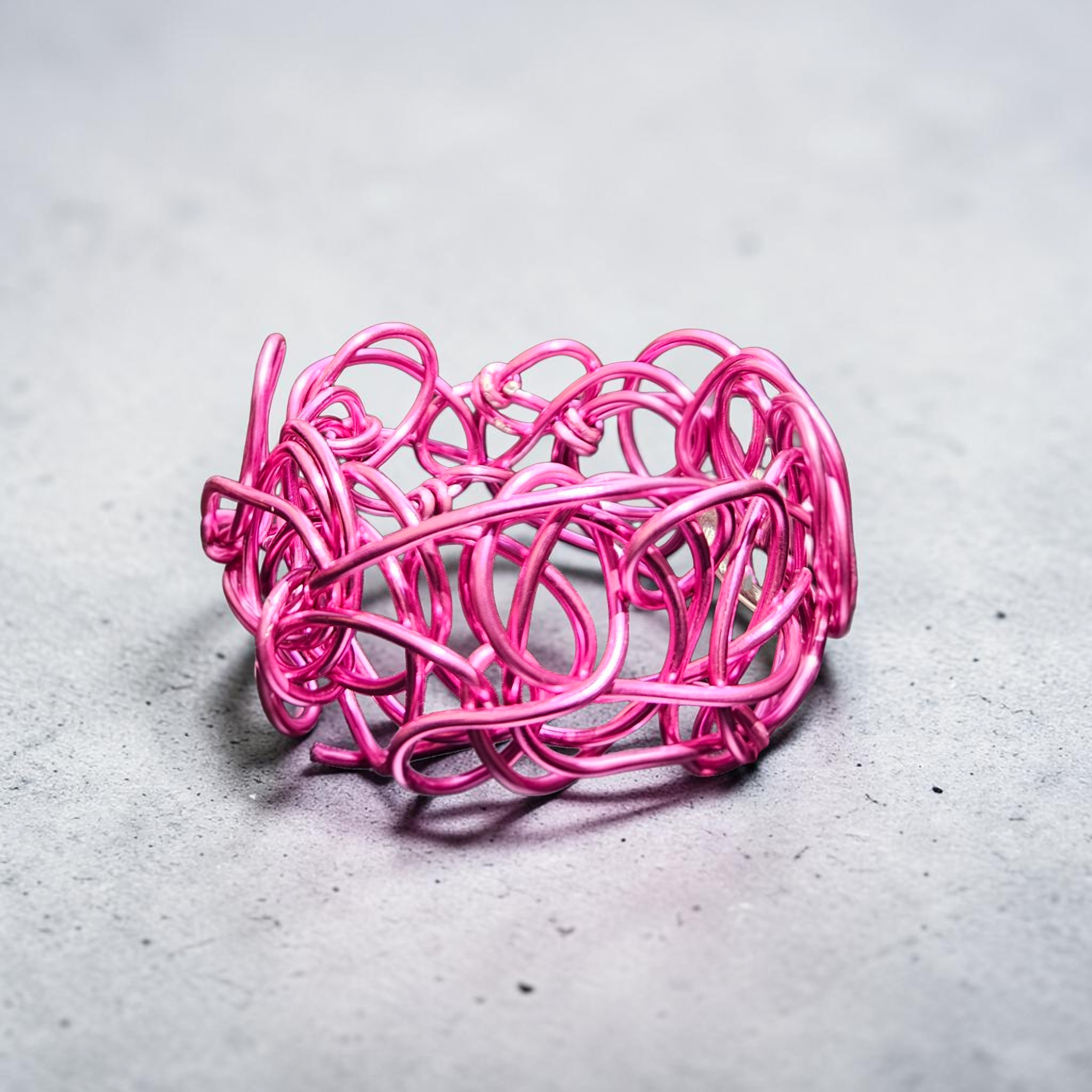 Pink Abstract Twisted Aluminum Wire Bracelet