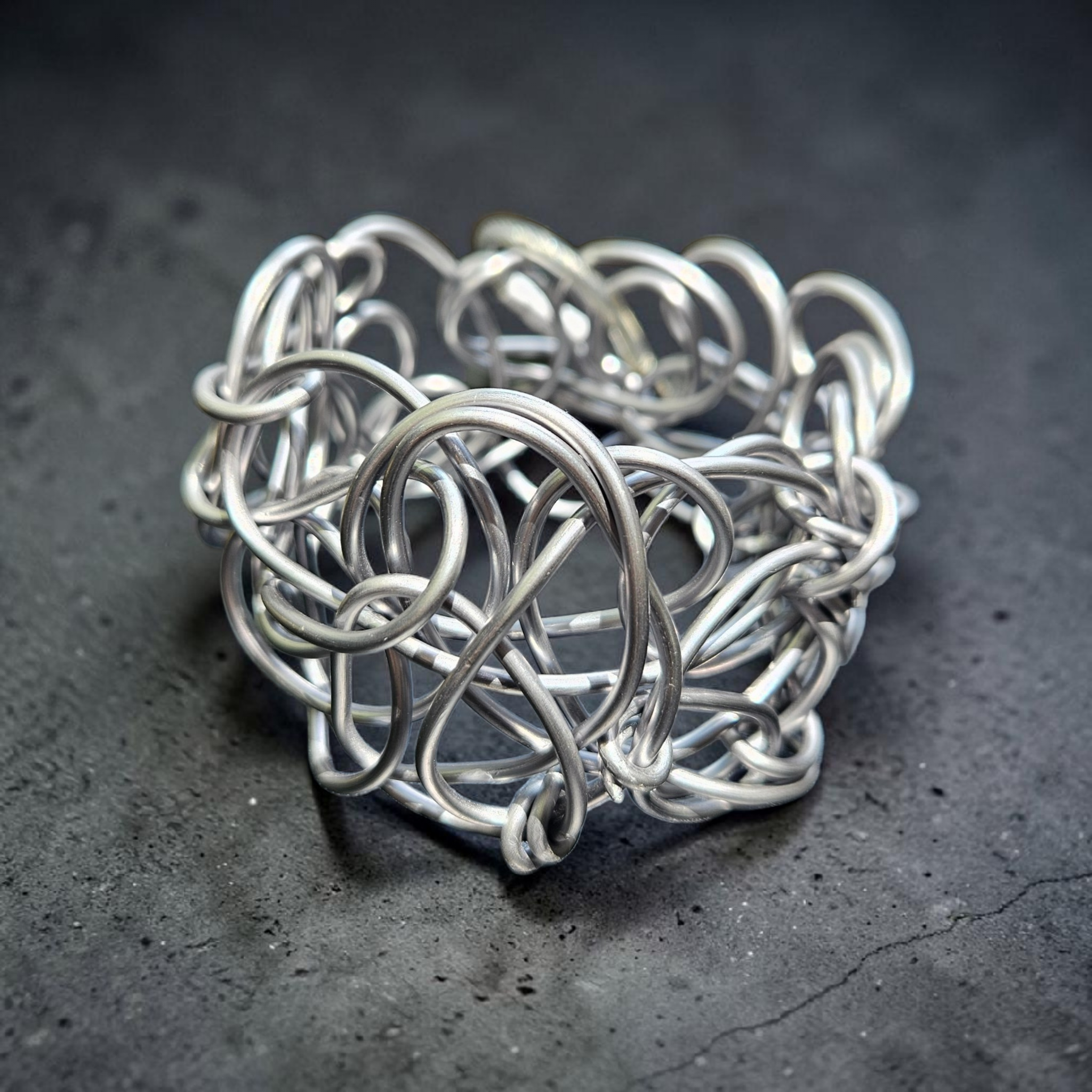 Silver Abstract Twisted Aluminum Wire Bracelet