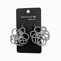 Silver Aluminum Wire 3D Floral Earrings