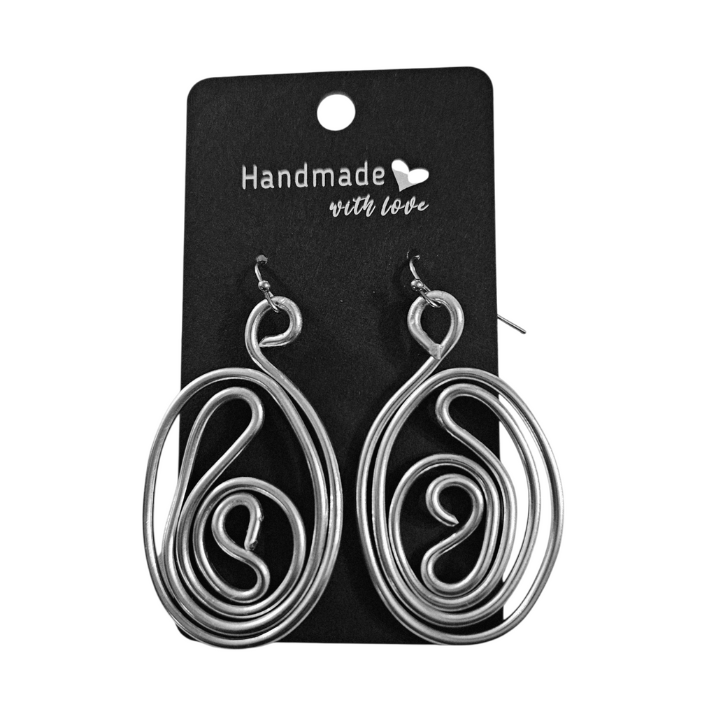 Silver Aluminum Wire Abstract Design Earrings