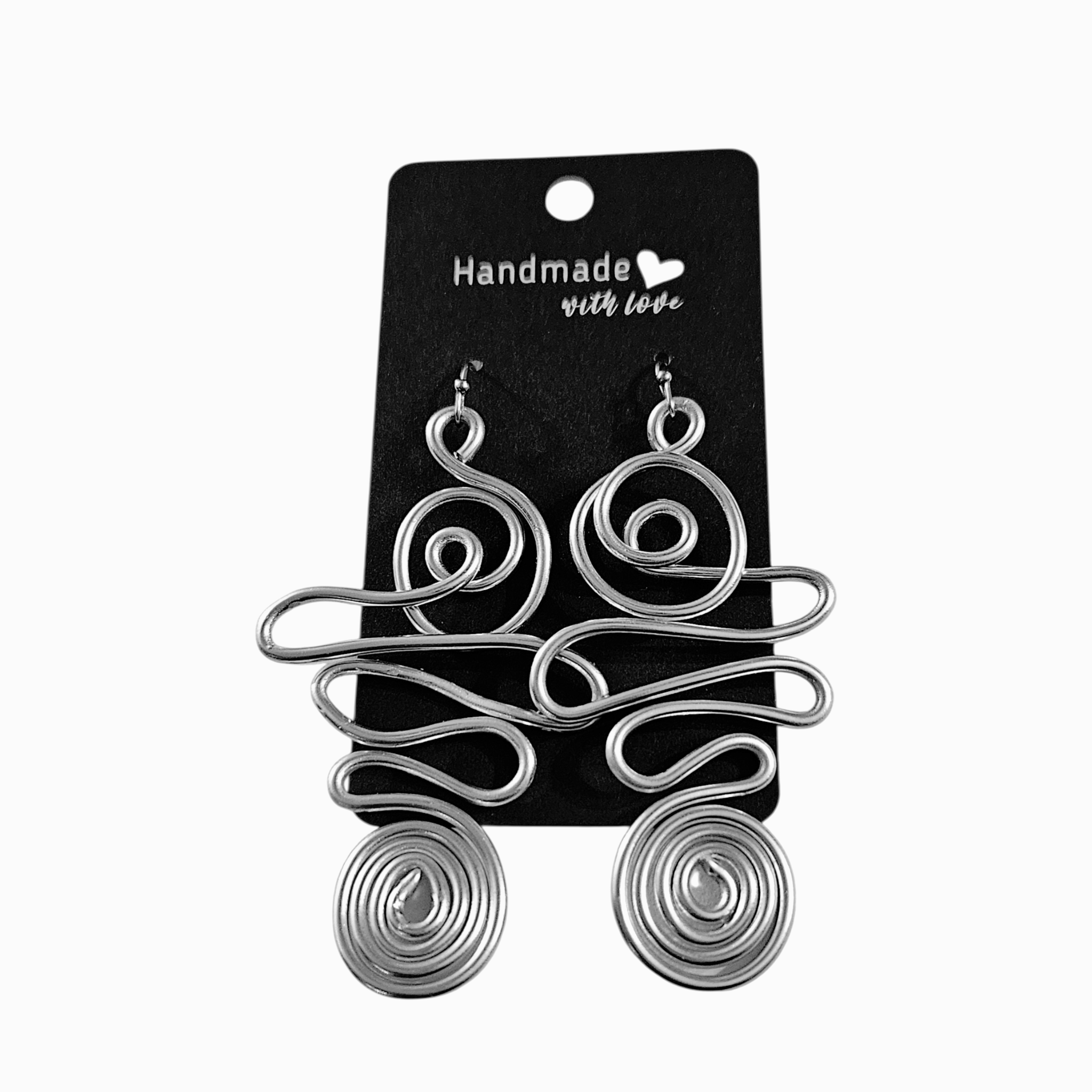 Silver Abstract Twisted Aluminum Wire Earrings