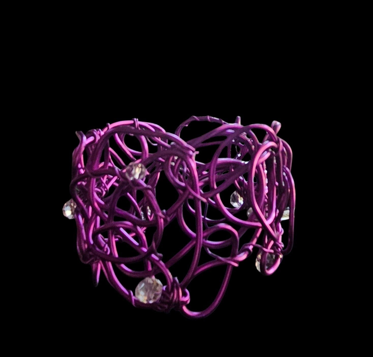 Purple Aluminum Wire Free-form Cuff Bracelet