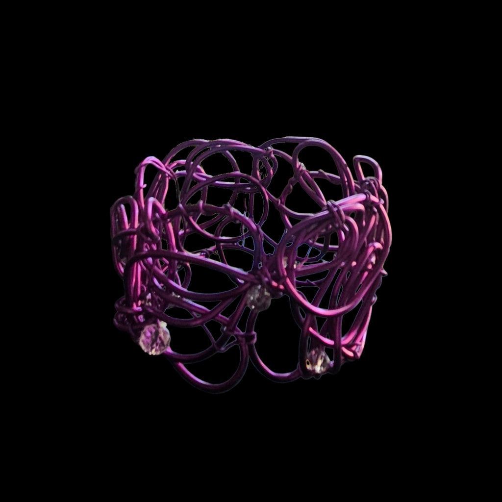 Purple Aluminum Wire Free-form Cuff Bracelet