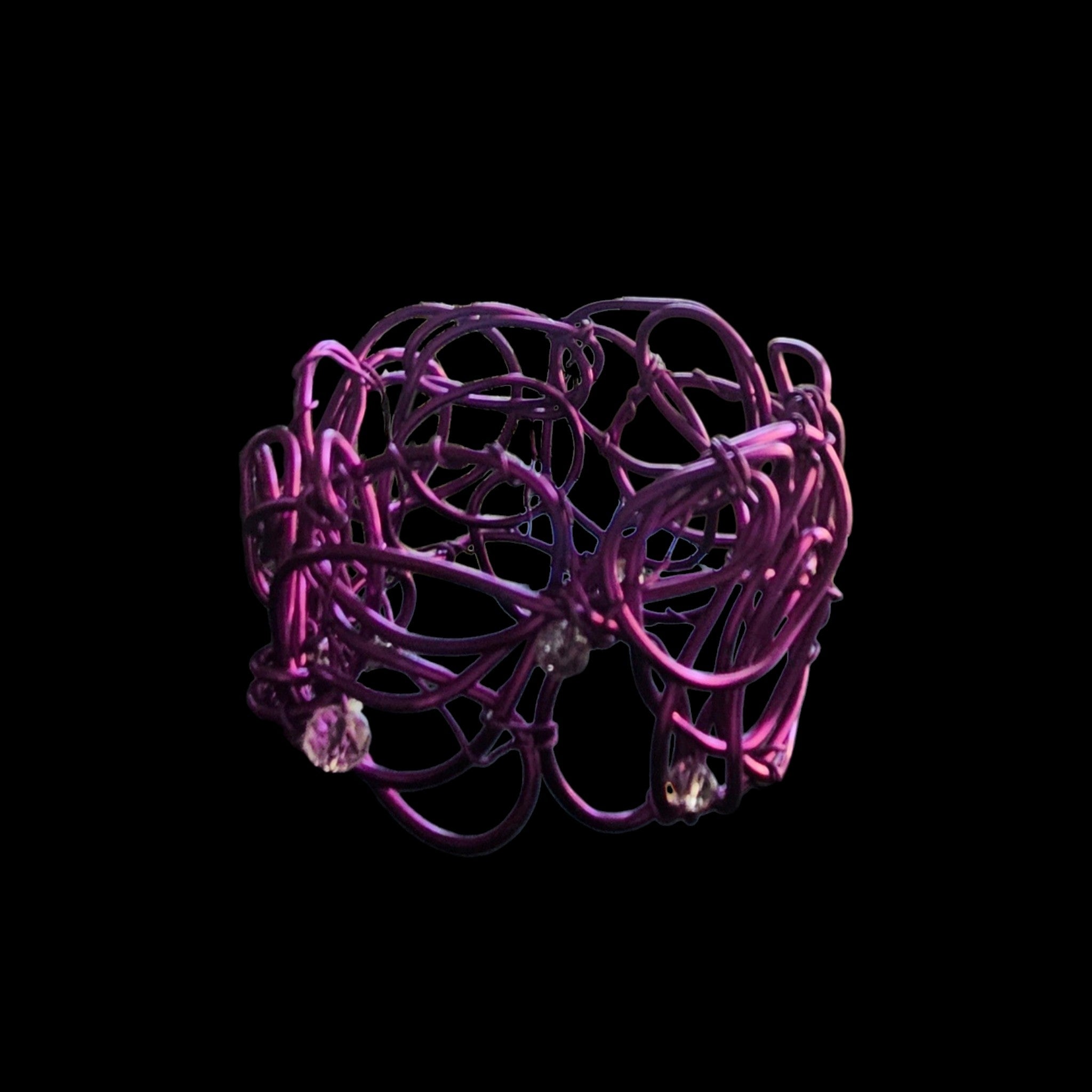 Purple Aluminum Wire Free-form Cuff Bracelet