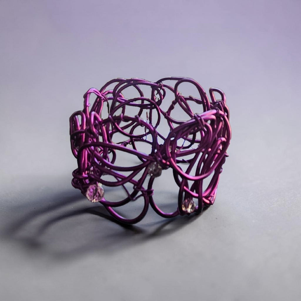 Purple Aluminum Wire Free-form Cuff Bracelet