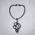 Black Abstract Aluminum Wire Pendant Choker Necklace