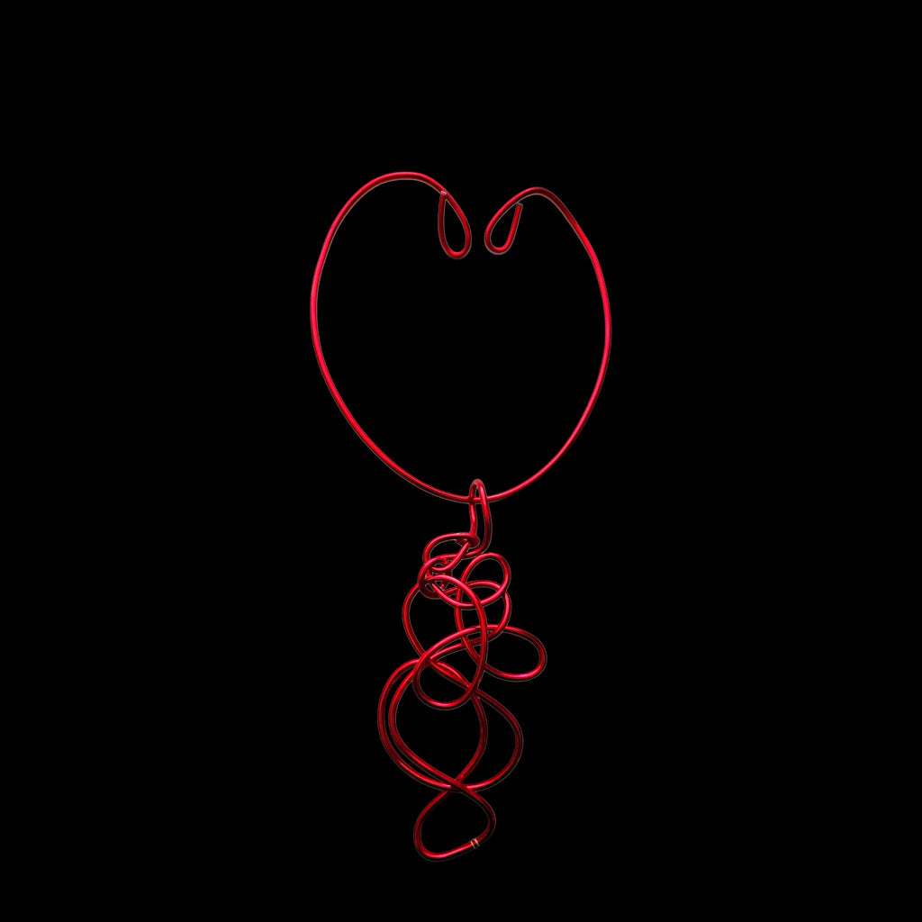 Red Aluminum Wire Pendant Choker Necklace