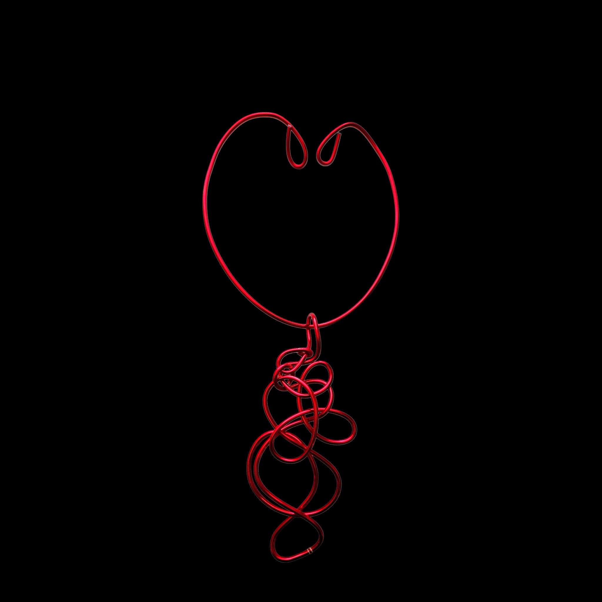 Red Aluminum Wire Pendant Choker Necklace