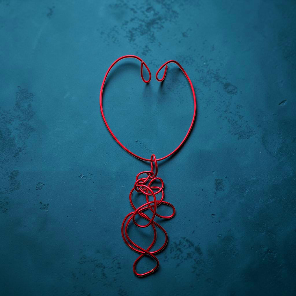 Red Aluminum Wire Pendant Choker Necklace