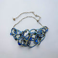 Blue & Yellow-Lime Aluminum Wire With Beads Choker Necklace