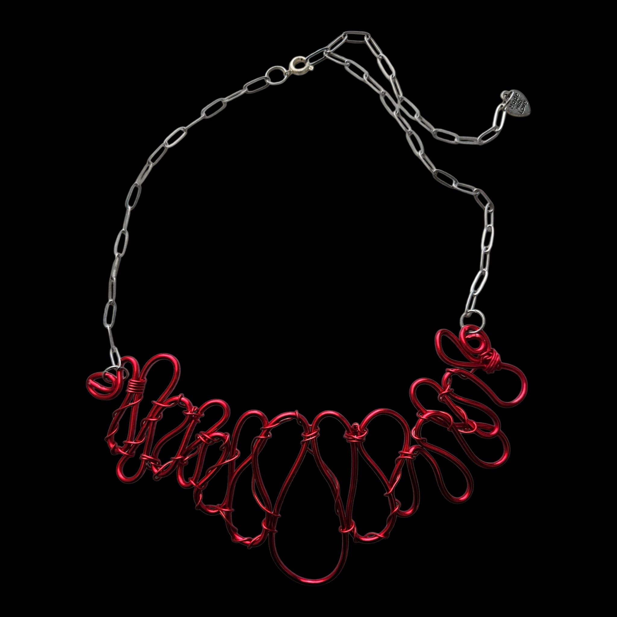 Red Aluminum Wire Loop Choker Necklace