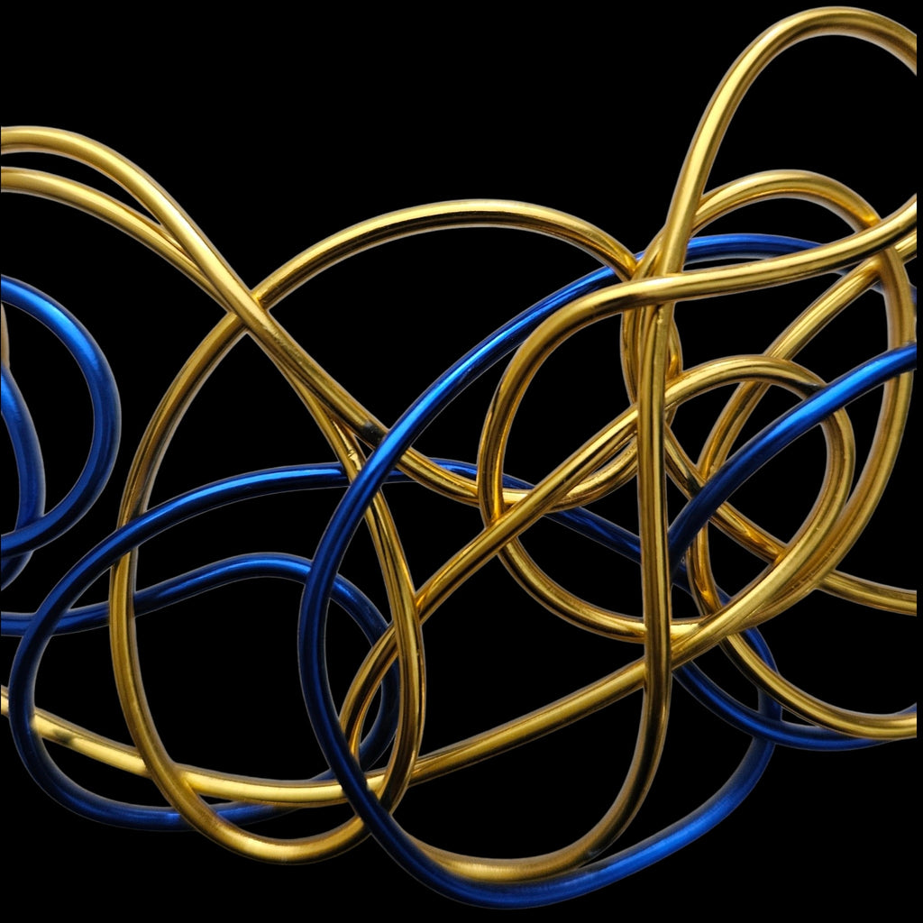 Blue & Gold Abstract Wire Choker Necklace
