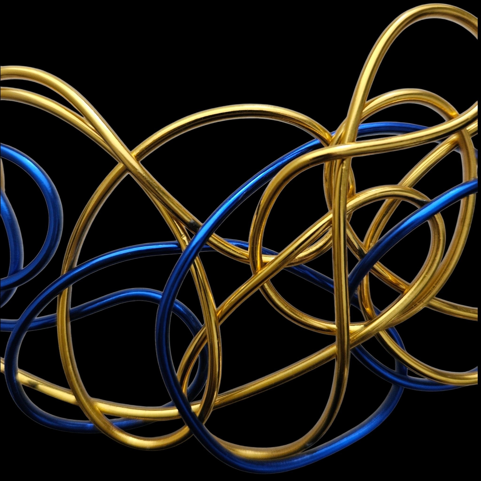 Blue & Gold Abstract Wire Choker Necklace