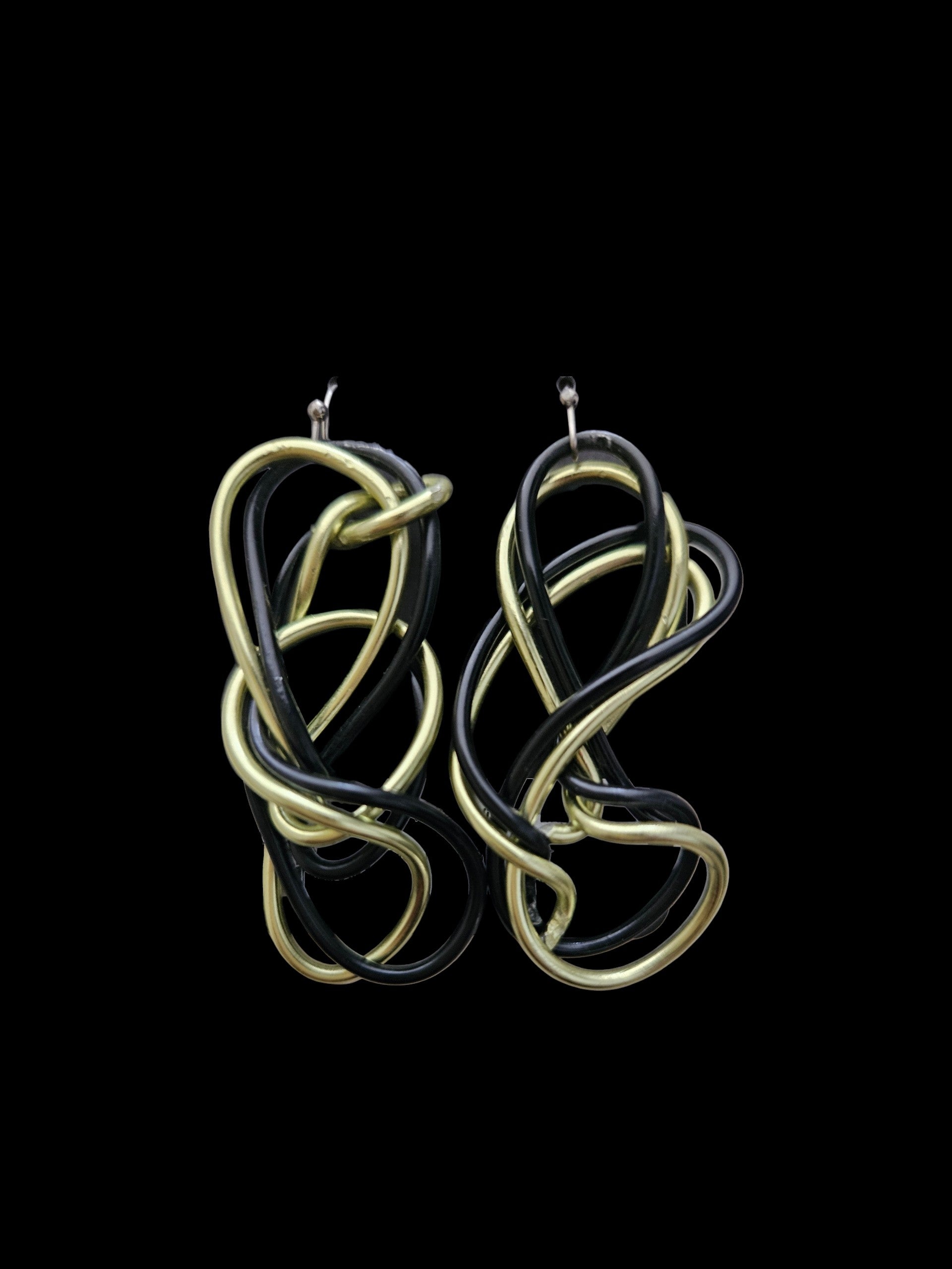 Black & Yellow-Lime Abstract Drop Earrings