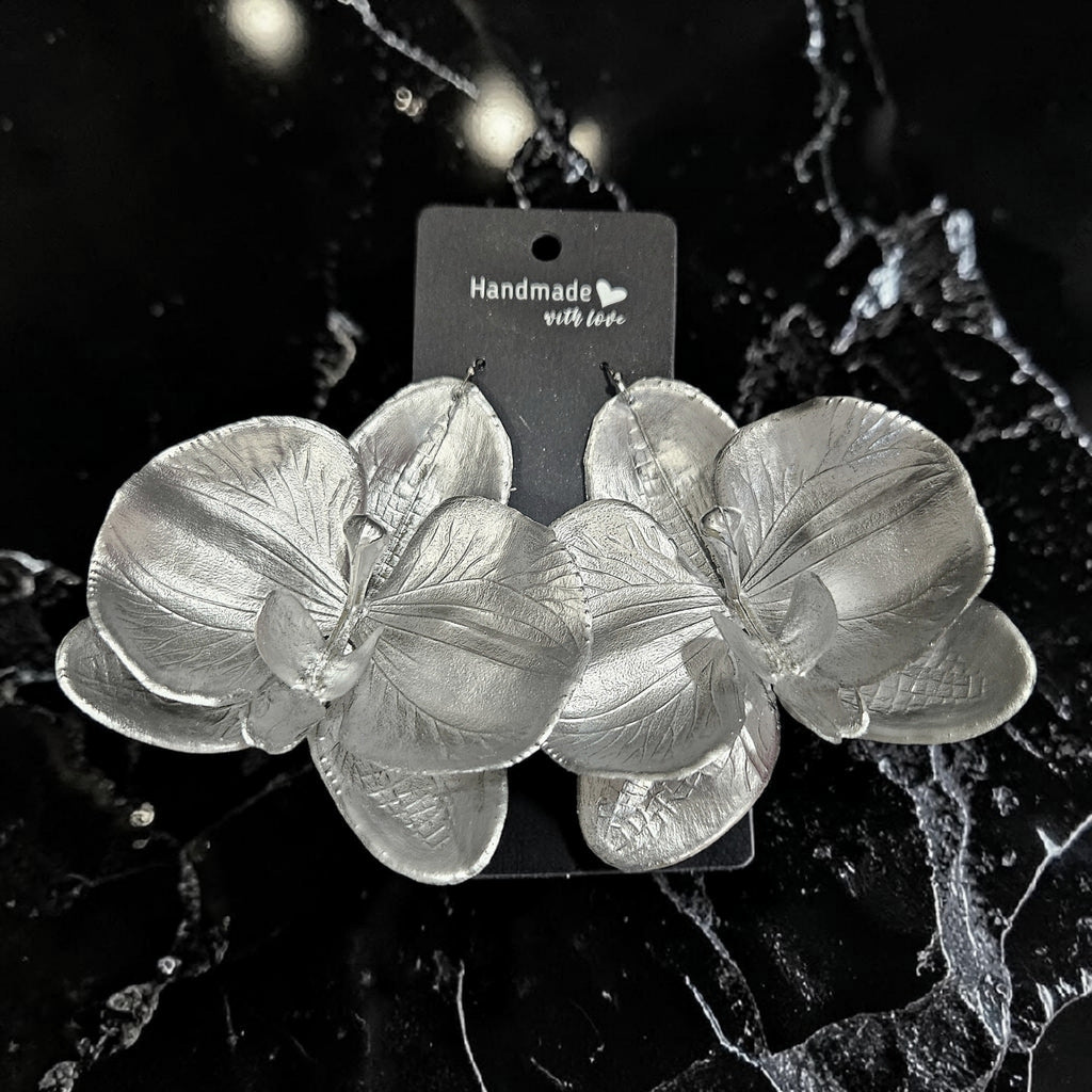 Silver Latex Orchid Earrings