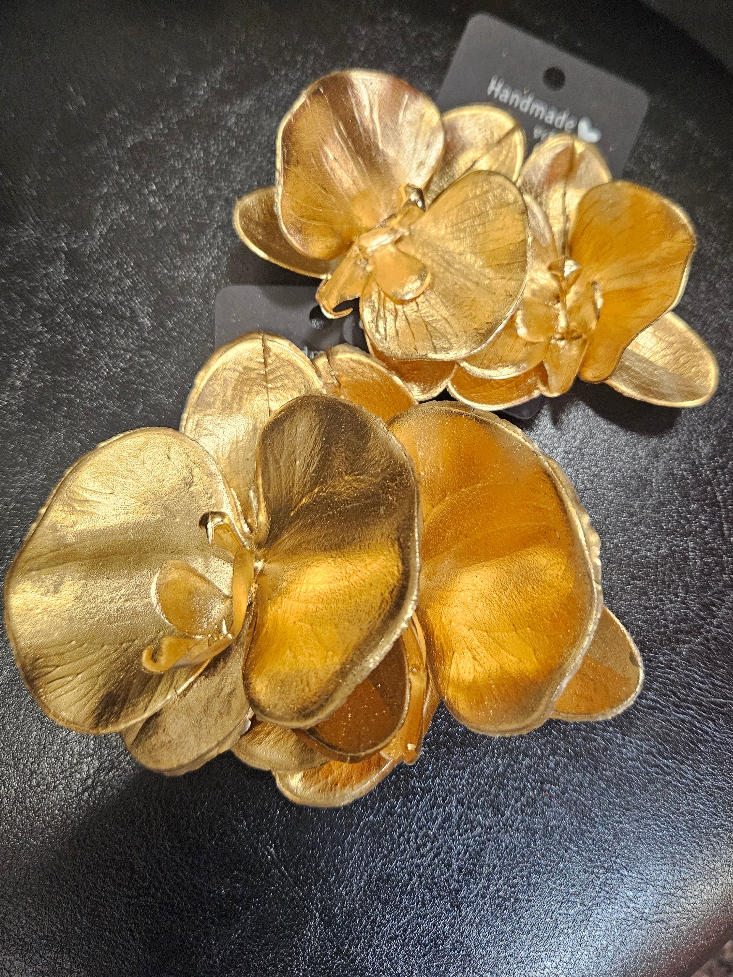 Gold Latex Orchid Earrings