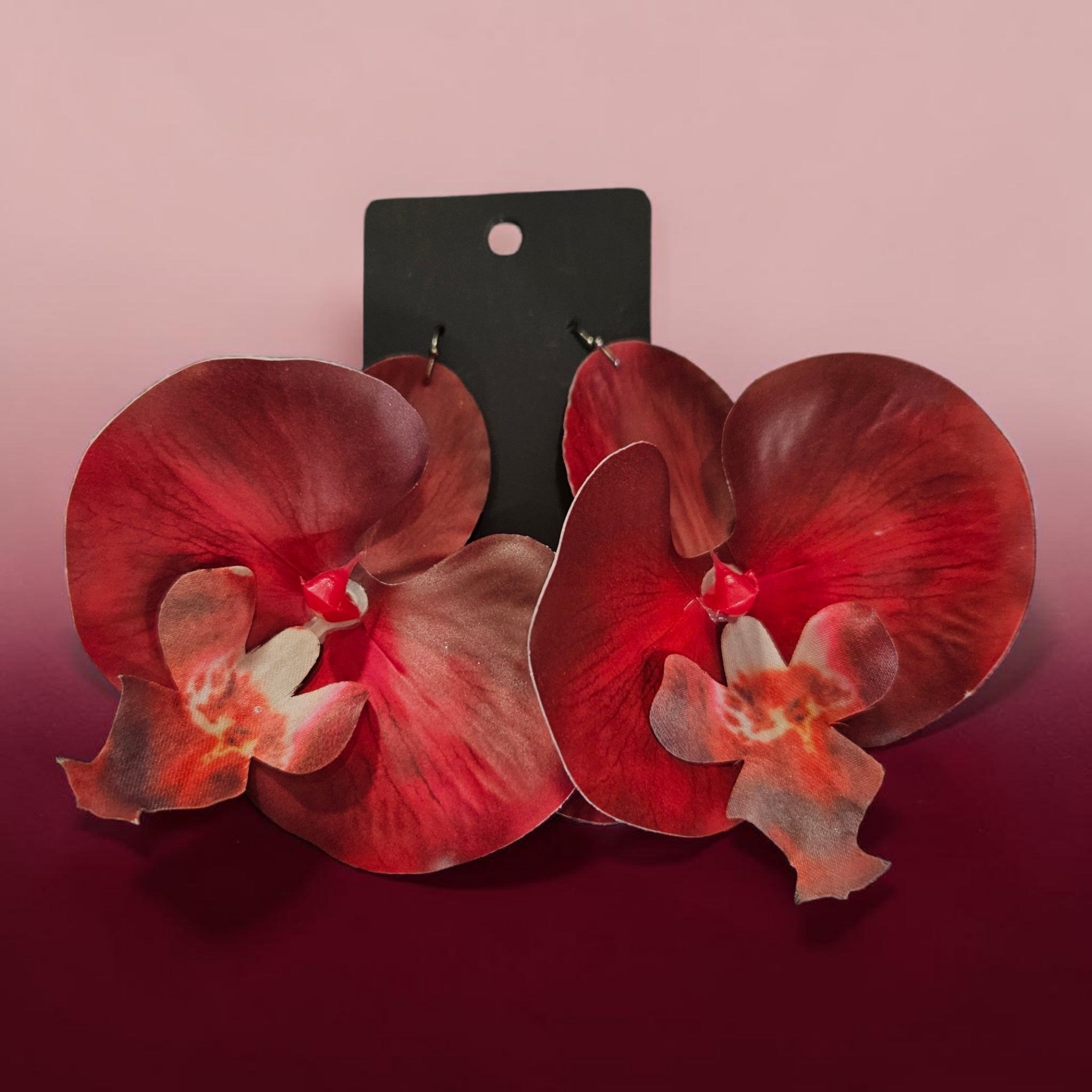 Red Orchid Earrings