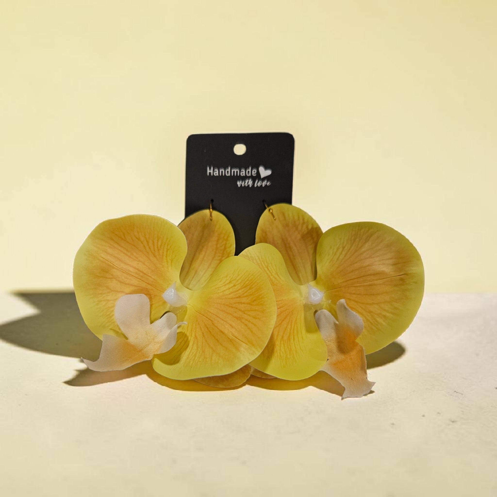 Yellow latex orchid earrings