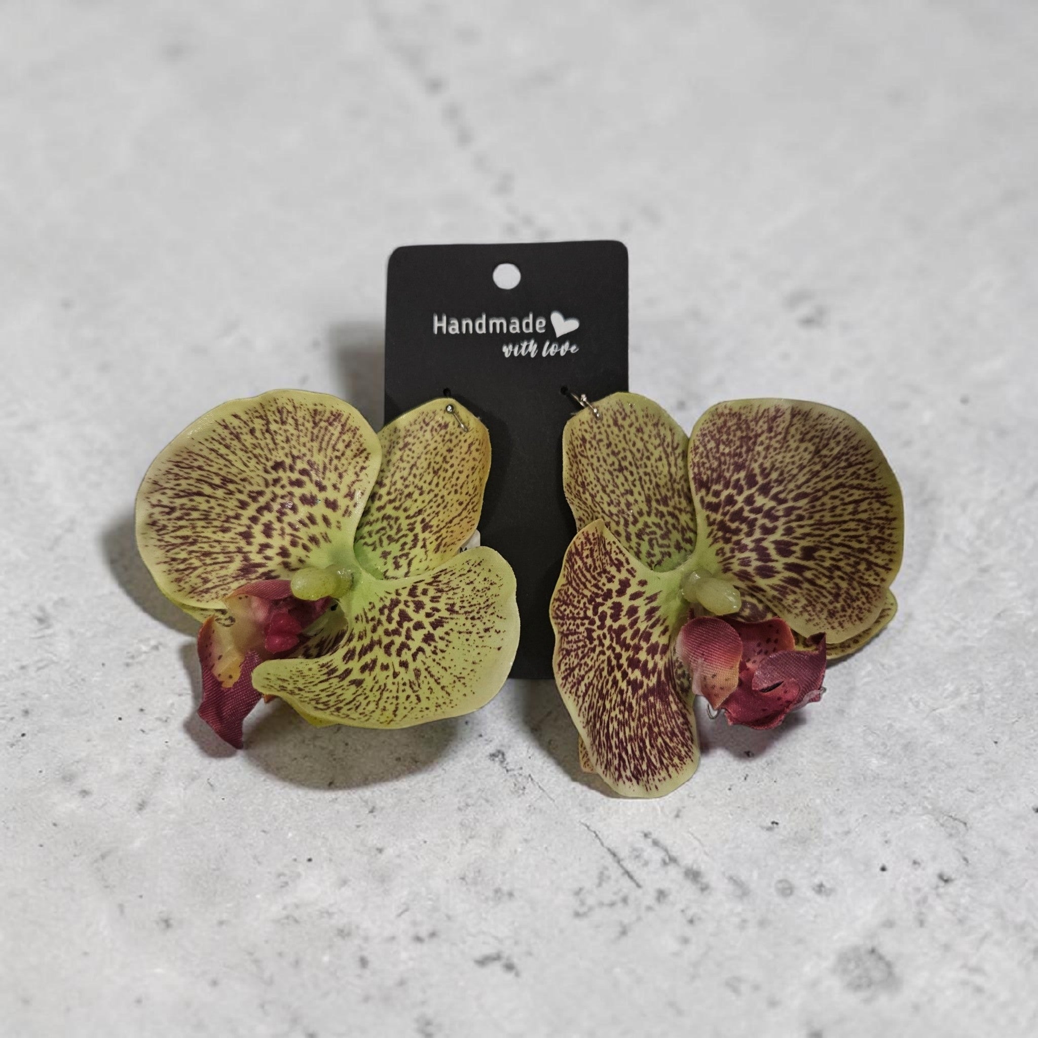 Green / Purple Dots Orchid Earrings