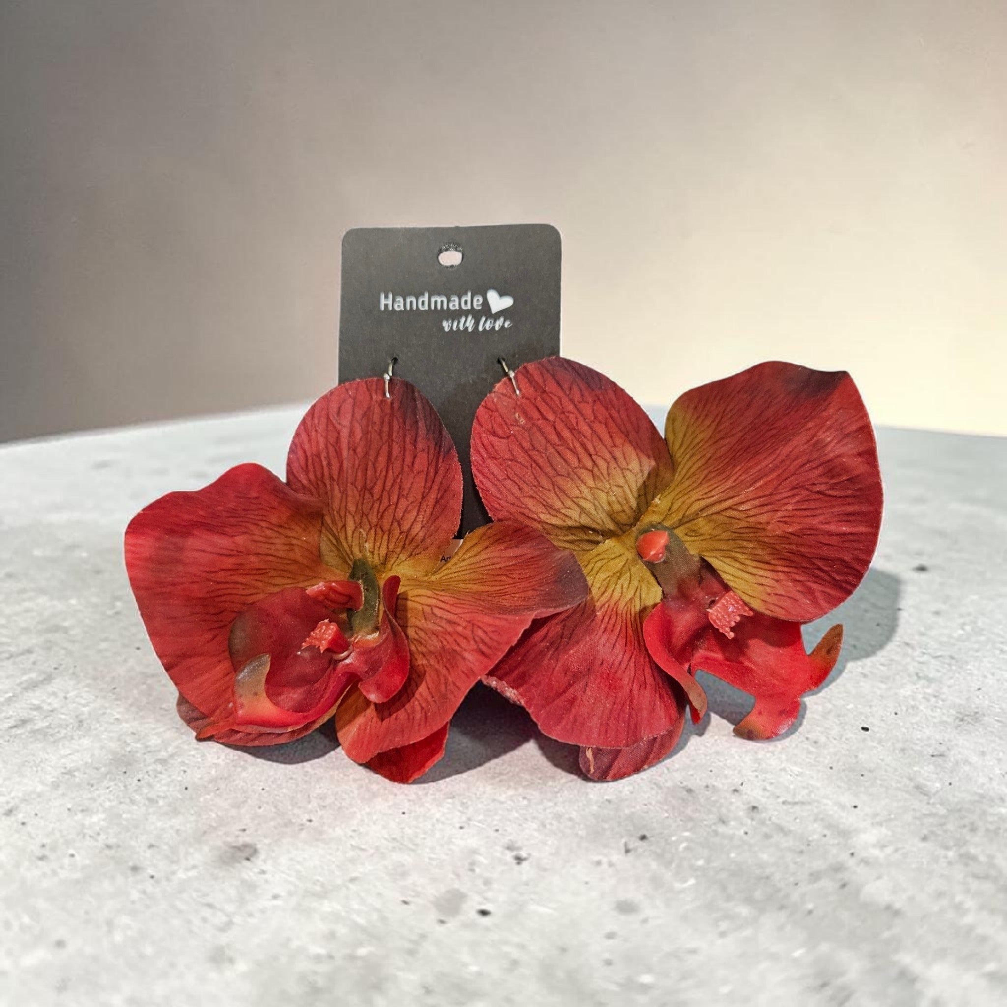 Deep Red / Wine Orchid Earrings