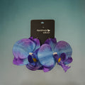 Blue & Purple Silk Orchid Earrings