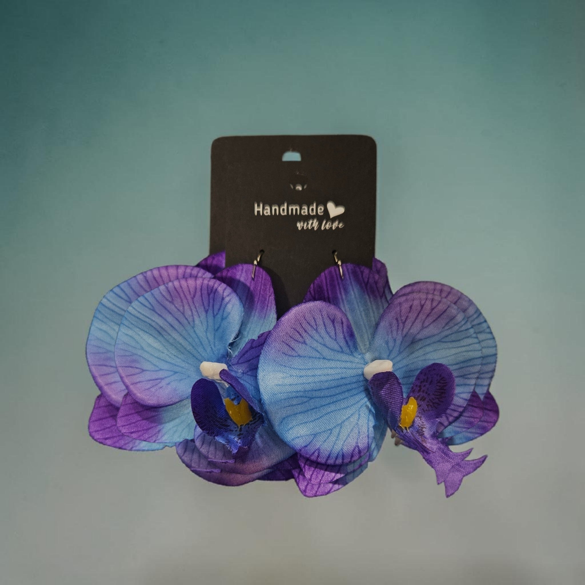 Blue & Purple Silk Orchid Earrings