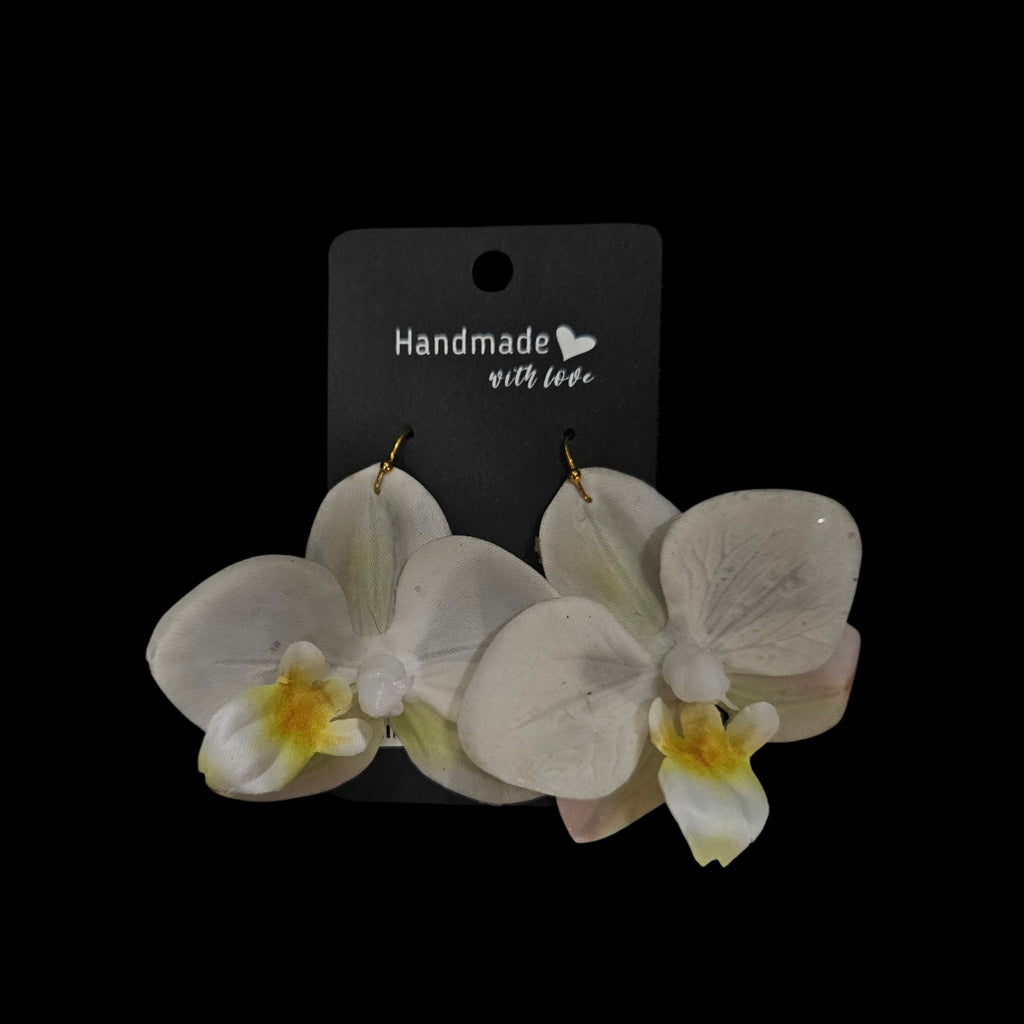White Latex Orchid Earrings (Small)