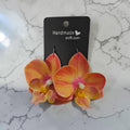 Peach / Orange Orchid Earrings (Small)