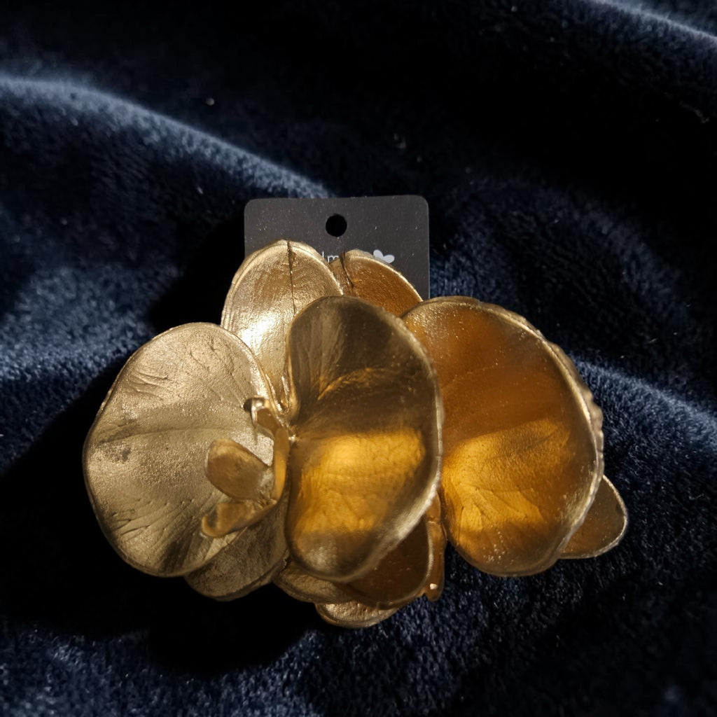 Gold Latex Orchid Earrings