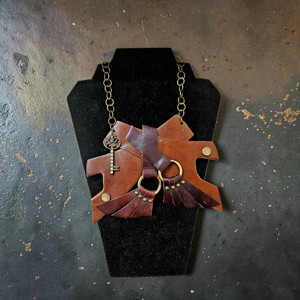 The Sovereign Key Collar - Upcycled Faux Leather