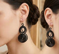 Black Double Spiral Wire Earrings