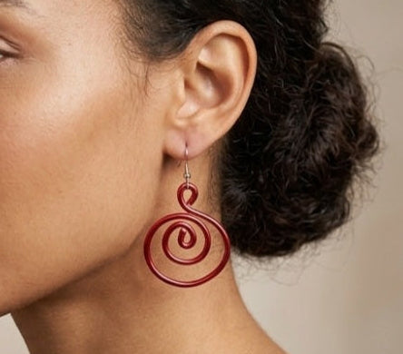 Red whimsical charm wire earrings